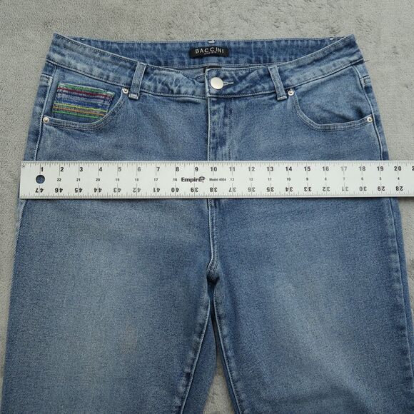 BACCINI Jeans Women's Size 14R High-Rise Fringe Cropped Denim 25" Inseam Stretch - Picture 8 of 16